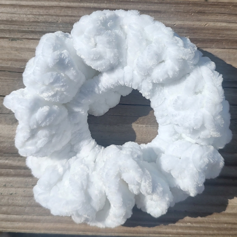 Fluffy White Hair Scrunchie